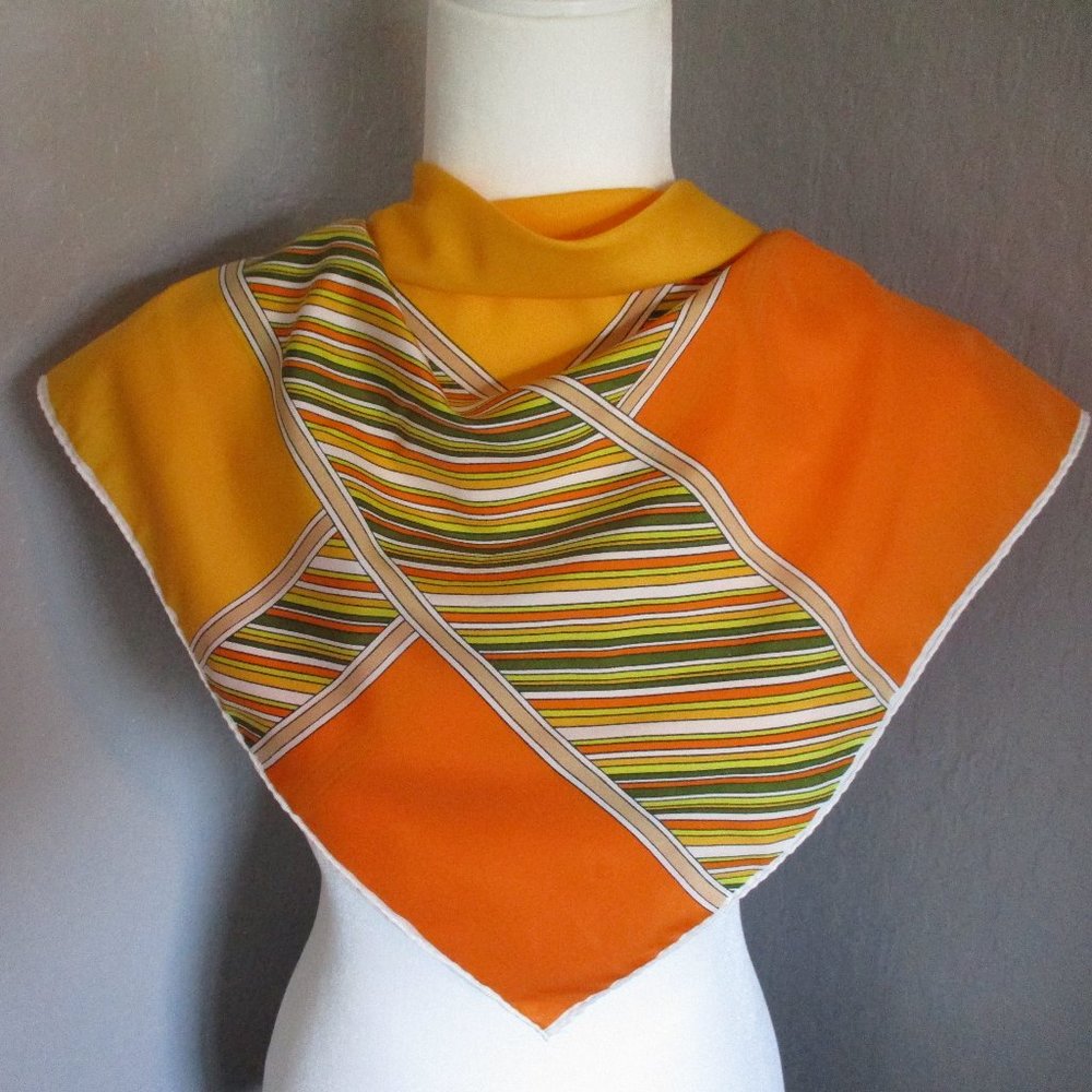 1970s yellow & orange striped scarf - Picture 2 of 7